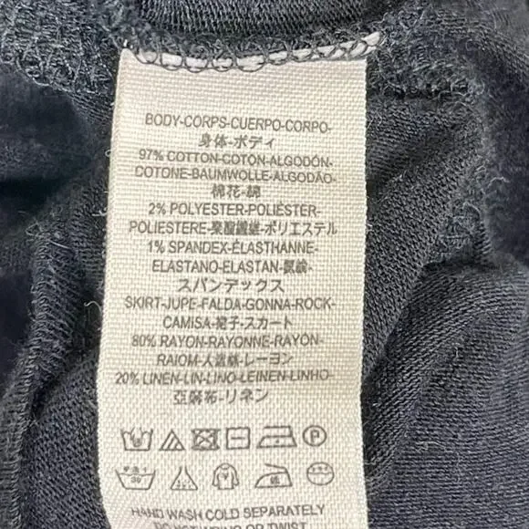 Free People Right On Time Tunic Top XS Black Sleeveless Oversized Tiered Boho - Picture 7 of 7